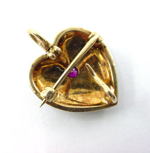 Carica l'immagine nel visualizzatore di Gallery, Coveted Pave Pearl Ruby Heart 14k Gold Charm Pendant Watch Pin Brooch
