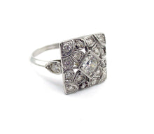 Load image into Gallery viewer, Superb Art Deco Diamond Platinum Square Engagement Cocktail Ring
