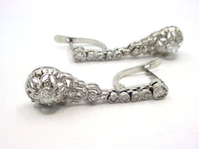 Load image into Gallery viewer, European Platinum Art Deco Old European Cut Diamond Drop Earrings--Milgrain Edging
