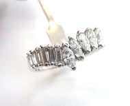 Whimsical Mixed Cut Diamond Chevron 14K White Gold Cocktail Ring