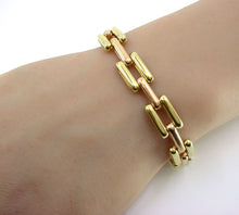 Carica l'immagine nel visualizzatore di Gallery, Rare Retro 1940s Brick Link 14k Bicolor Gold Flexible Bracelet--17 grams
