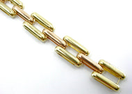 Rare Retro 1940s Brick Link 14k Bicolor Gold Flexible Bracelet--17 grams