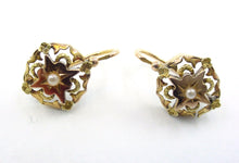 Load image into Gallery viewer, Antique French Dormeuse 18k Gold Back To Front Drop Sleeper Earrings
