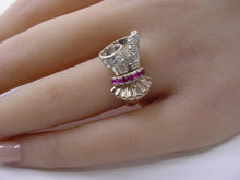 Load image into Gallery viewer, Handsome Retro 1940 Ruby Diamond 14k Bi-color Gold Cocktail Ring
