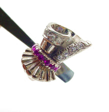 Load image into Gallery viewer, Handsome Retro 1940 Ruby Diamond 14k Bi-color Gold Cocktail Ring
