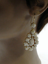 Load image into Gallery viewer, Dramatic Large Woven Seed Pearl 18k Gold Articulated Drop Earrings--Continental
