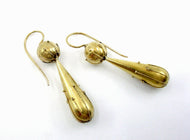 Iconic Victorian Torpedo Gold Earrings-Very Fine Wirework Detail