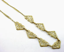 Charger l'image dans la galerie, Lovely Vintage Filigree Chain Draped Necklace--Scroll Gold Work
