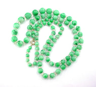 Classic Chinese Jadeite Rock Crystal Bead 14k Gold Necklace