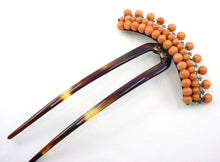 Load image into Gallery viewer, Rare Coral Victorian Beaded Hair Pin Comb Barrette--European
