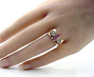 Handsome Retro 1940 Ruby Diamond 14k Gold 