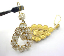 Load image into Gallery viewer, Dramatic Large Woven Seed Pearl 18k Gold Articulated Drop Earrings--Continental
