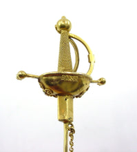 Charger l'image dans la galerie, Antique Pearl "Sword" Jabot 14k Yellow Gold Brooch with Scabbard
