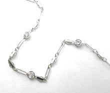 Load image into Gallery viewer, Vintage .80 Ct Diamond Station Fancy Link 14k White Gold Chain Necklace

