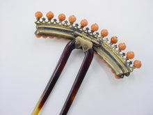 Load image into Gallery viewer, Rare Coral Victorian Beaded Hair Pin Comb Barrette--European

