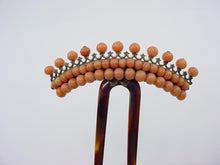 Load image into Gallery viewer, Rare Coral Victorian Beaded Hair Pin Comb Barrette--European
