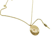 Rare Antique Music Box Locket & Key 14k Gold Pendant Necklace