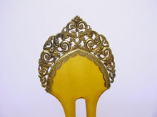 Load image into Gallery viewer, Exotic and Ornate 14k Yellow Gold Hair Pin Barrette--Likely European
