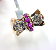 Load image into Gallery viewer, Handsome Retro 1940 Ruby Diamond 14k Gold "Tank" Cocktail Ring
