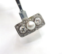 Load image into Gallery viewer, Romantic Art Deco Platinum Pearl Pave Diamond Engagement Ring
