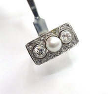 Load image into Gallery viewer, Romantic Art Deco Platinum Pearl Pave Diamond Engagement Ring
