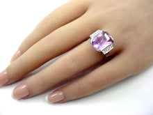 Load image into Gallery viewer, Vintage Amethyst Diamond 14k Gold Cocktail Engagement Ring
