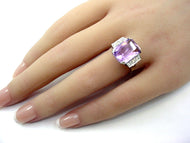 Vintage Amethyst Diamond 14k Gold Cocktail Engagement Ring