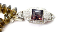 Dramatic Tourmaline Smoky Quartz Beaded Platinum Art Deco Diamond Clasp Necklace