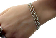 Rare French Edwardian Belle Époque Platinum Woven Seed Pearl Bracelet