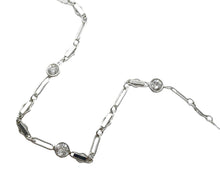 Load image into Gallery viewer, Vintage .80 Ct Diamond Station Fancy Link 14k White Gold Chain Necklace
