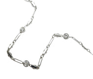 Vintage .80 Ct Diamond Station Fancy Link 14k White Gold Chain Necklace