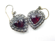 Lovely Victorian Garnet Diamond Drop Heart Earrings