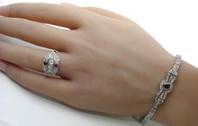 Load image into Gallery viewer, Whimsical Art Deco 2.02 Ct. Diamond Sapphire 14k Gold Bow Strap Bracelet
