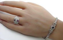 Load image into Gallery viewer, Art Deco Platinum Old European Cut Diamond Ruby Cocktail Ring
