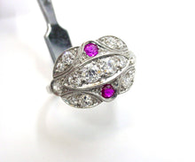 Load image into Gallery viewer, Art Deco Platinum Old European Cut Diamond Ruby Cocktail Ring
