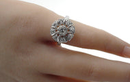Stunning Platinum Vintage Floriform OEC Diamond Cocktail Ring--Milgrain Edging