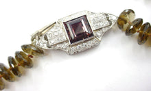 Load image into Gallery viewer, Dramatic Tourmaline Smoky Quartz Beaded Platinum Art Deco Diamond Clasp Necklace
