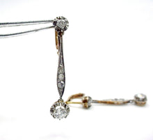 Load image into Gallery viewer, Edwardian Platinum Top 18k Gold Diamond Drop Earrings
