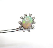 Load image into Gallery viewer, Vintage Circa 1980 Opal .45 Ct Old Cut Diamond White Gold Halo Stud Earrings
