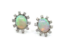 Load image into Gallery viewer, Vintage Circa 1980 Opal .45 Ct Old Cut Diamond White Gold Halo Stud Earrings
