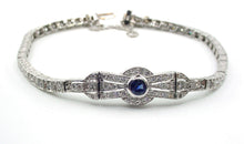 Load image into Gallery viewer, Whimsical Art Deco 2.02 Ct. Diamond Sapphire 14k Gold Bow Strap Bracelet
