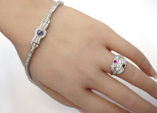Load image into Gallery viewer, Whimsical Art Deco 2.02 Ct. Diamond Sapphire 14k Gold Bow Strap Bracelet

