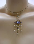 Exquisite Antique Diamond 5 Ct. Ceylon Sapphire Pearl 18k Pendant Necklace