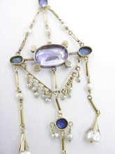 Load image into Gallery viewer, Exquisite Antique Diamond 5 Ct. Ceylon Sapphire Pearl 18k Pendant Necklace
