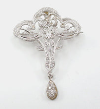 Charger l&#39;image dans la galerie, SALE--Lyrical Edwardian Style Diamond 18k White Gold Pendant Pin Necklace--7.5 grams
