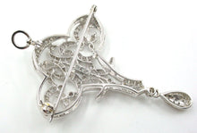 Charger l&#39;image dans la galerie, SALE--Lyrical Edwardian Style Diamond 18k White Gold Pendant Pin Necklace--7.5 grams
