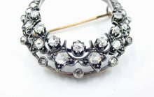 Load image into Gallery viewer, Rare Victorian Diamond Silver Topped Gold Crescent Brooch Pin

