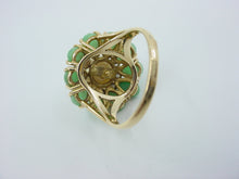 Load image into Gallery viewer, Vintage Jadeite Jade Diamond Pearl 14k Gold Daisy Cocktail Ring
