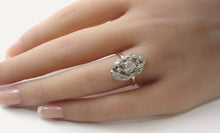 画像をギャラリービューアに読み込む, Art Deco Diamond Navette 14k Bicolor Gold Cocktail Engagement Ring
