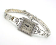 Vintage Hamilton Platinum Diamond 14k White Gold Diamond Set Bracelet Watch